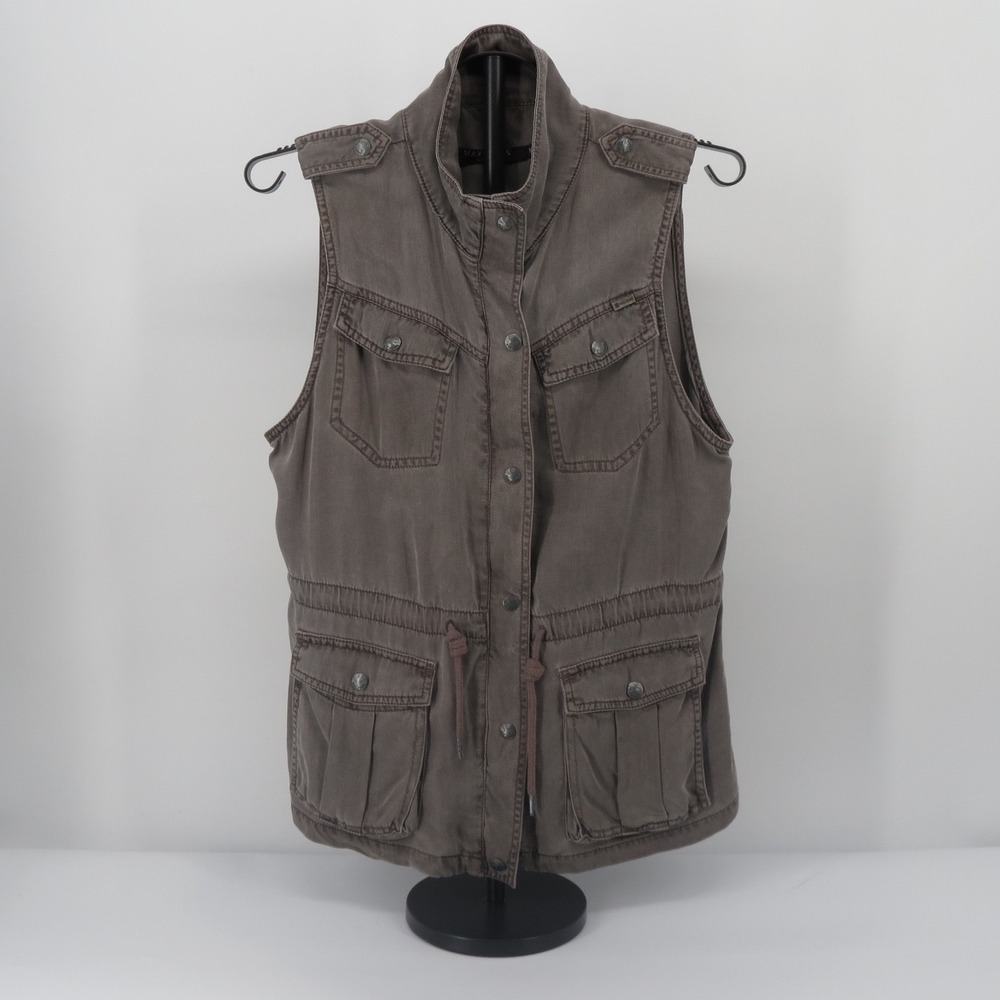 Max Jeans Vest Utility Cargo Gray Gorpcore Boho Safari Size Medium Women's
